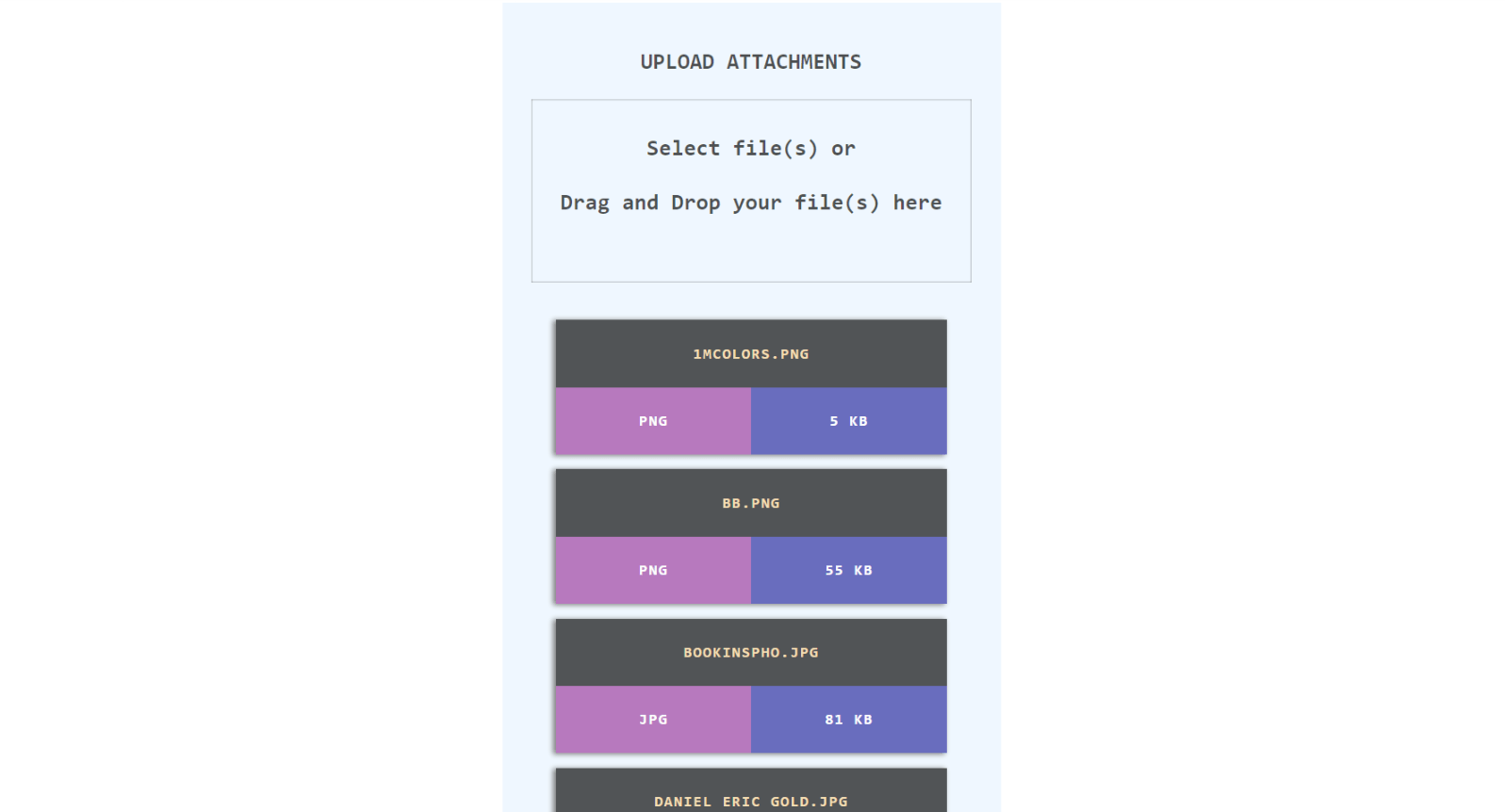 FILES UPLOADS - DRAG AND DROP FILES AND DISPLAY SELECTED FILES WITH VANILLA JS 